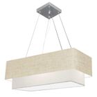 Lustre Pendente Duplo Retangular Vivare Md-4138 Cúpula Em Tec
