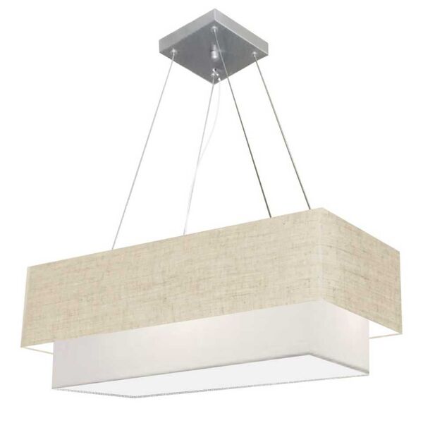 Lustre Pendente Duplo Retangular Vivare Md-4138 Cúpula Em Tec