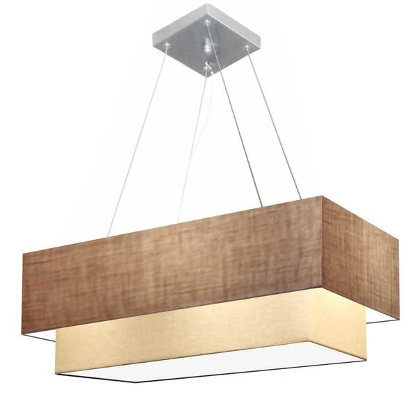 Lustre Pendente Duplo Retangular Vivare Md-4321 Cúpula Em Tec