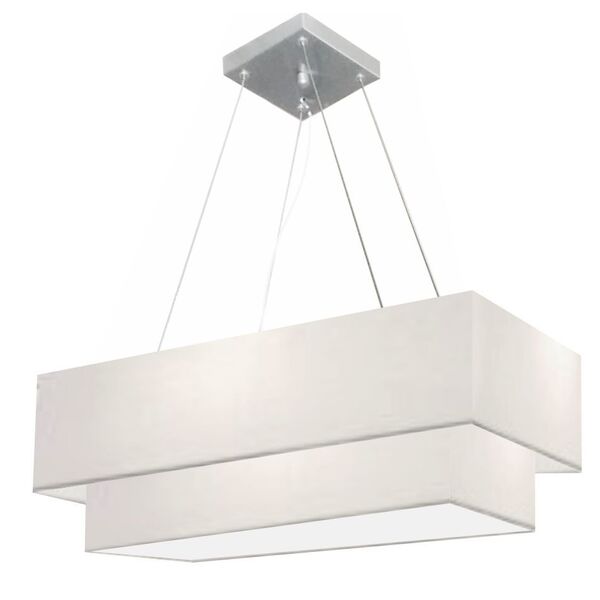 Lustre Pendente Duplo Retangular Vivare Md-4321 Cúpula Em Tec