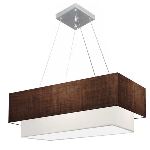 Lustre Pendente Duplo Retangular Vivare Md-4322 Cúpula Em Tec