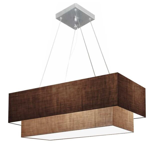 Lustre Pendente Duplo Retangular Vivare Md-4322 Cúpula Em Tec