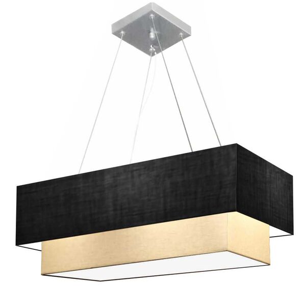 Lustre Pendente Duplo Retangular Vivare Md-4322 Cúpula Em Tec