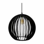 Lustre Pendente Em Madeira - Ball - Preto