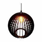 Lustre Pendente Em Madeira - Ball - Preto