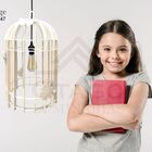 Lustre Pendente Em Madeira - Bird Cage - Preto