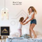 Lustre Pendente Em Madeira - Bird Cage - Preto