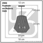 Lustre Pendente Em Madeira Favo - Jequitiba