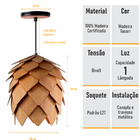 Lustre Pendente Em Madeira - Lupulo Grande