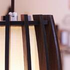 Lustre Pendente Em Madeira Mdf Com Cúpula Ripado Alamo Para 1