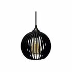 Lustre Pendente Em Madeira - Micro Ball - Preto
