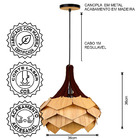 Lustre Pendente Em Madeira - Pinho