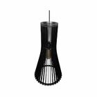Lustre Pendente Em Madeira - Short Funnel - Preto
