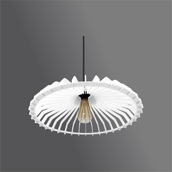 Lustre Pendente Em Madeira - Smooth Plate - Branco