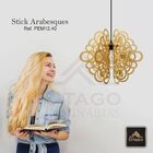 Lustre Pendente Em Madeira - Stick Arabesques - Branco