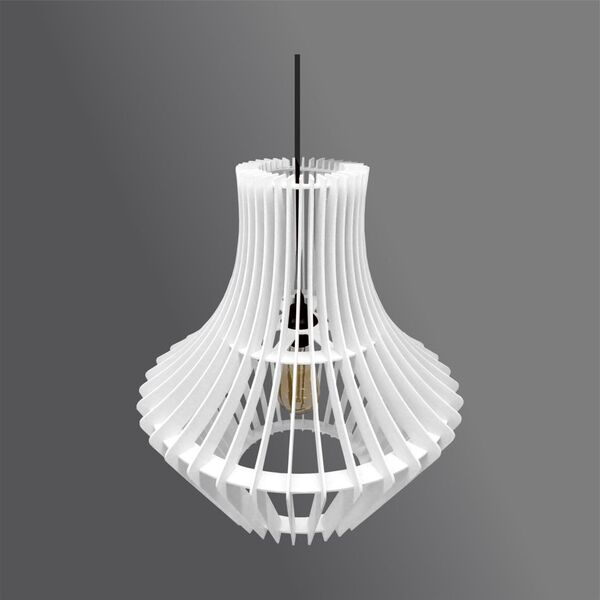 Lustre Pendente Em Madeira - Stick Dress - Branco