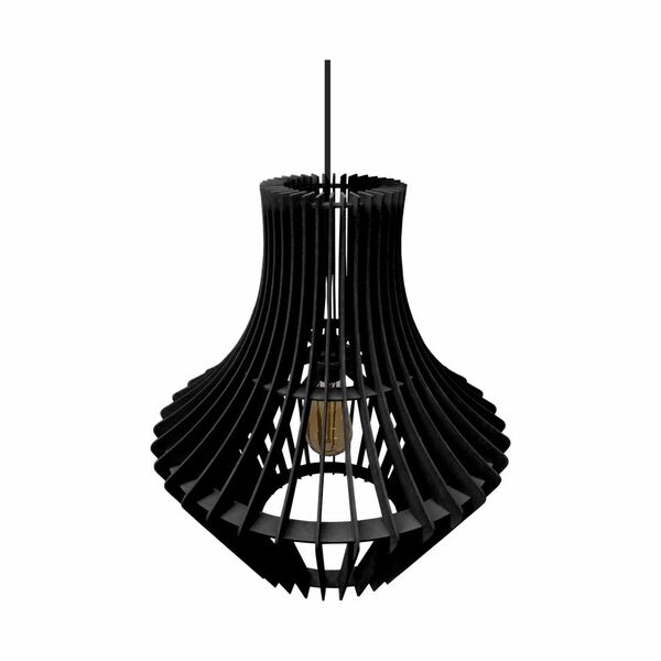 Lustre Pendente Em Madeira - Stick Dress - Preto