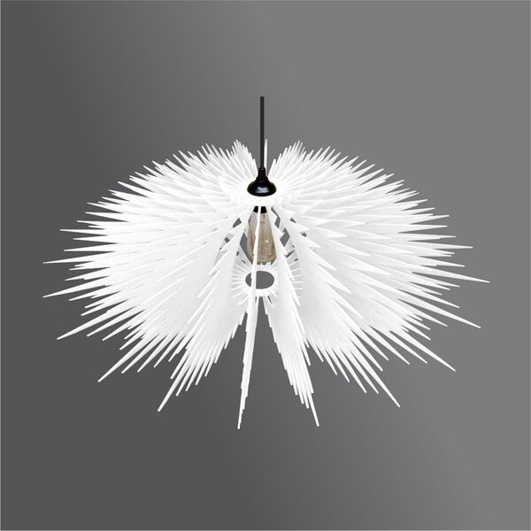 Lustre Pendente Em Madeira - Stick Explosion - Branco