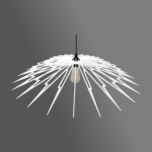 Lustre Pendente Em Madeira - Stick Lightning - Branco