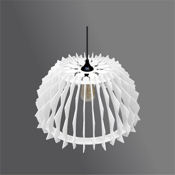 Lustre Pendente Em Madeira - Stick Moon - Branco