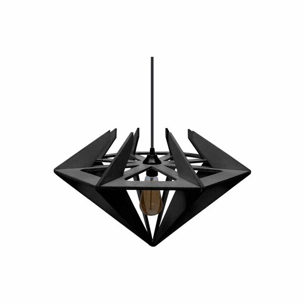 Lustre Pendente Em Madeira - Stick Ruby - Preto