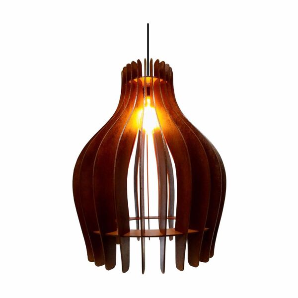 Lustre Pendente Em Madeira - Stick Seventy - Marrom