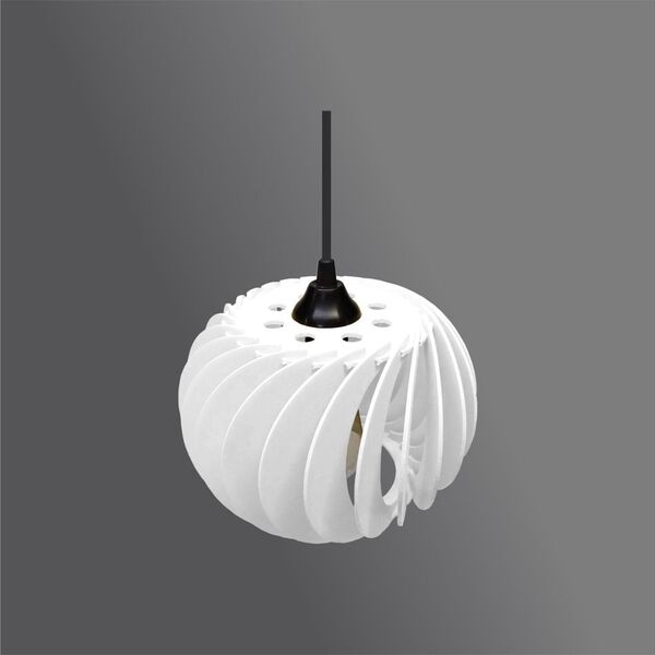 Lustre Pendente Em Madeira - Stick Turbine - Branco