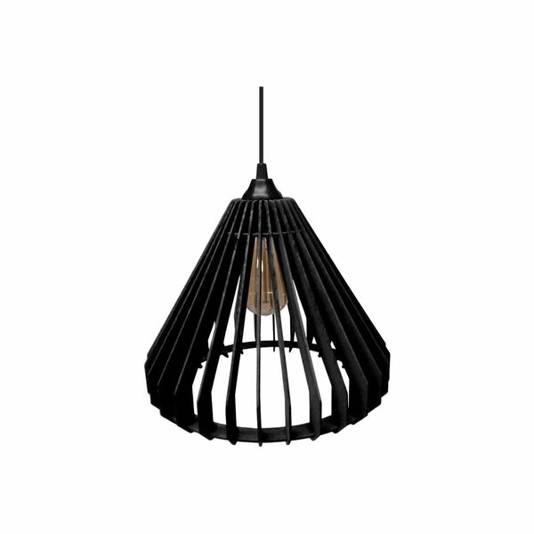 Lustre Pendente Em Madeira - Tent - Preto