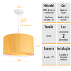 Lustre Pendente Em Madeira - Wood 33
