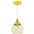 Lustre Pendente Esfera Aramado Dourado 15cm