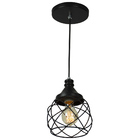 Lustre Pendente Esfera Aramado Preto 15cm