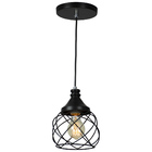 Lustre Pendente Esfera Aramado Preto 15cm