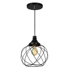 Lustre Pendente Esfera Aramado Preto 23cm