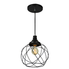 Lustre Pendente Esfera Aramado Preto 23cm