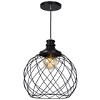 Lustre Pendente Esfera Aramado Preto 34cm