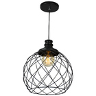 Lustre Pendente Esfera Aramado Preto 34cm
