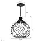Lustre Pendente Esfera Aramado Preto 34cm