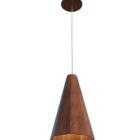 Lustre Pendente Facetado Cônico 35x21cm 1xe27 Em Madeira - Im