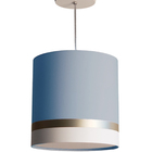 Lustre Pendente Faixas Bronze Cúpula 25x25  Azul