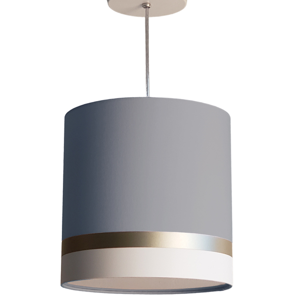 Lustre Pendente Faixas Bronze Cúpula 25x25  Cinza
