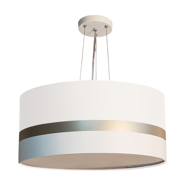 Lustre Pendente Faixas Bronze Cúpula 30x15  Branco