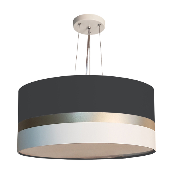 Lustre Pendente Faixas Bronze Cúpula 30x15  Preto