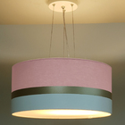 Lustre Pendente Faixas Bronze Cúpula 30x15  Rosa