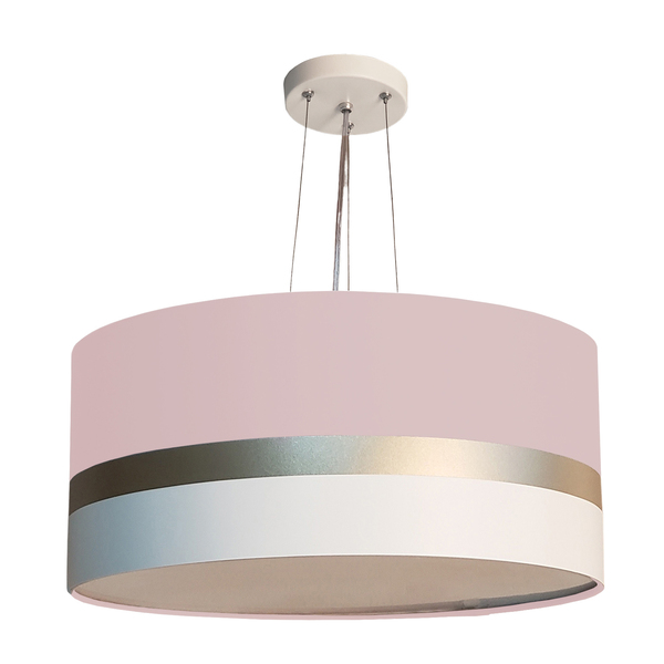 Lustre Pendente Faixas Bronze Cúpula 30x15  Rosa