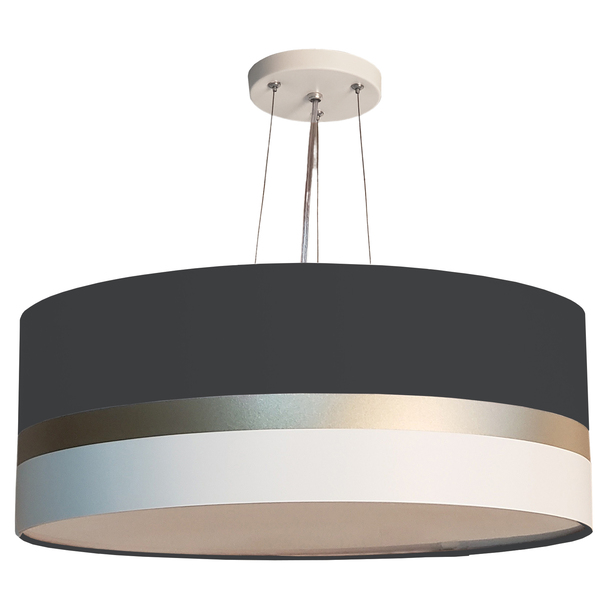 Lustre Pendente Faixas Bronze Cúpula 50x15  Preto