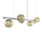 Lustre Pendente Figo Branco - 6 Globos Esfera De Vidro Ambar