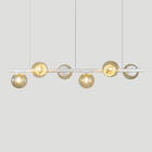 Lustre Pendente Figo Branco - 6 Globos Esfera De Vidro Ambar