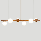 Lustre Pendente Figo Bronze - 6 Globo Esfera De Vidro Branco
