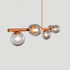 Lustre Pendente Figo Bronze - 6 Globo Esfera De Vidro Fumê