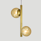 Lustre Pendente Figo Ouro - 2 Globos Esfera De Vidro Âmbar